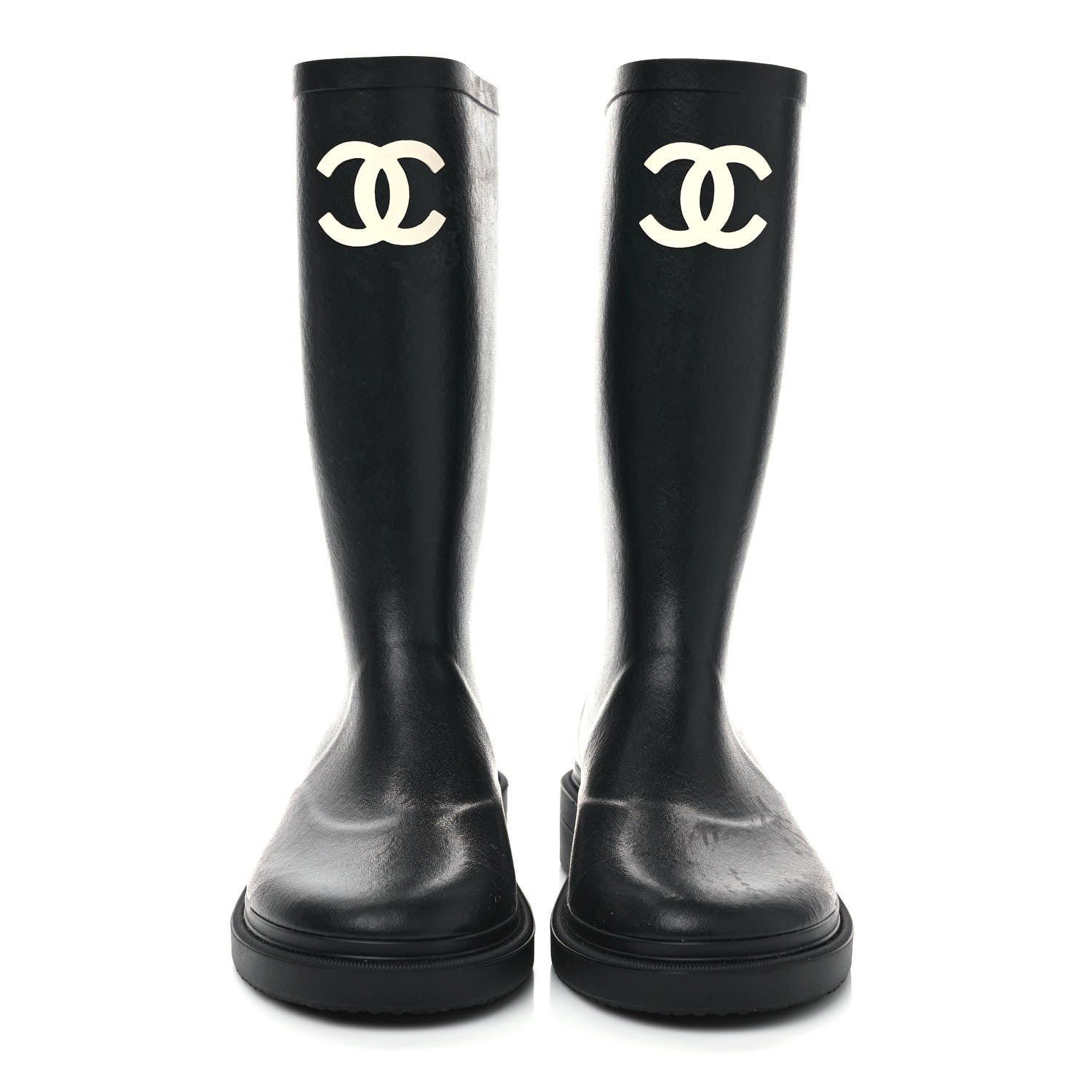 Chanel Caoutchouk CC High Boots 37 Black 2 of 8