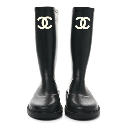 Chanel Caoutchouk CC High Boots 37 Black 2 of 8