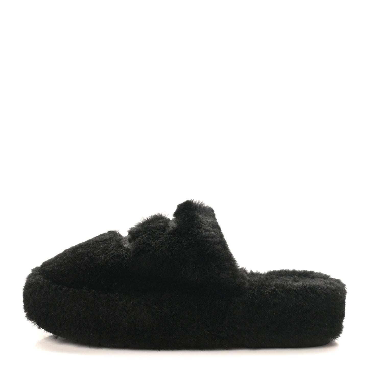 Shearling CC Flat Mules 36 Black