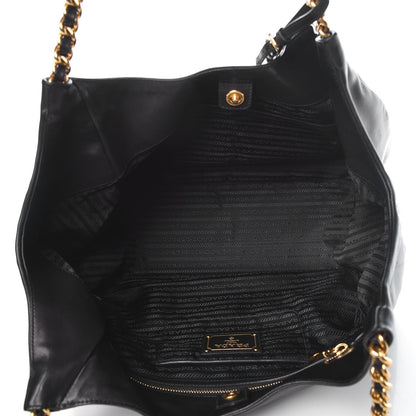 Prada Soft Calf Chain Tote Black 5 of 13