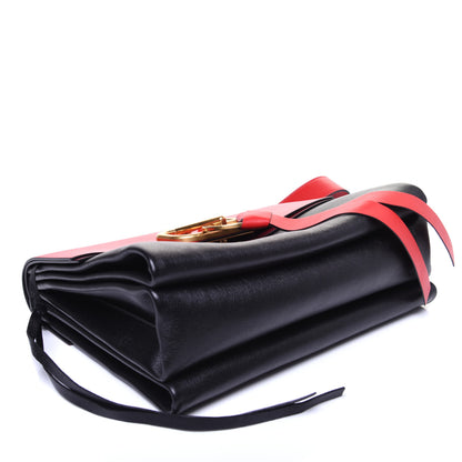 Valentino Garavani Smooth Calfskin Medium Vring Shoulder Bag Rouge Pur Cerise Black 4 of 19