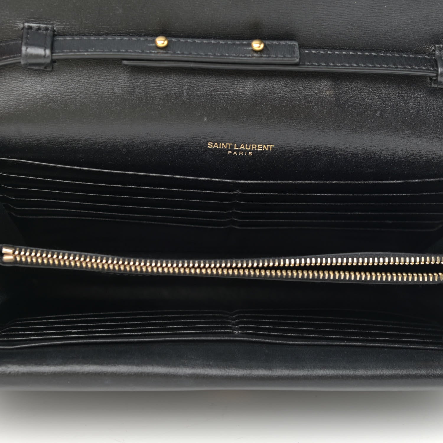 Saint Laurent Smooth Calfskin Monogram Sulpice Chain Wallet Black 5 of 16