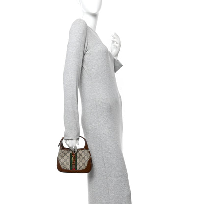 Gucci GG Supreme Monogram Azalea Calfskin Web Mini Jackie 1961 Hobo Beige Ebony Brown Sugar 2 of 12
