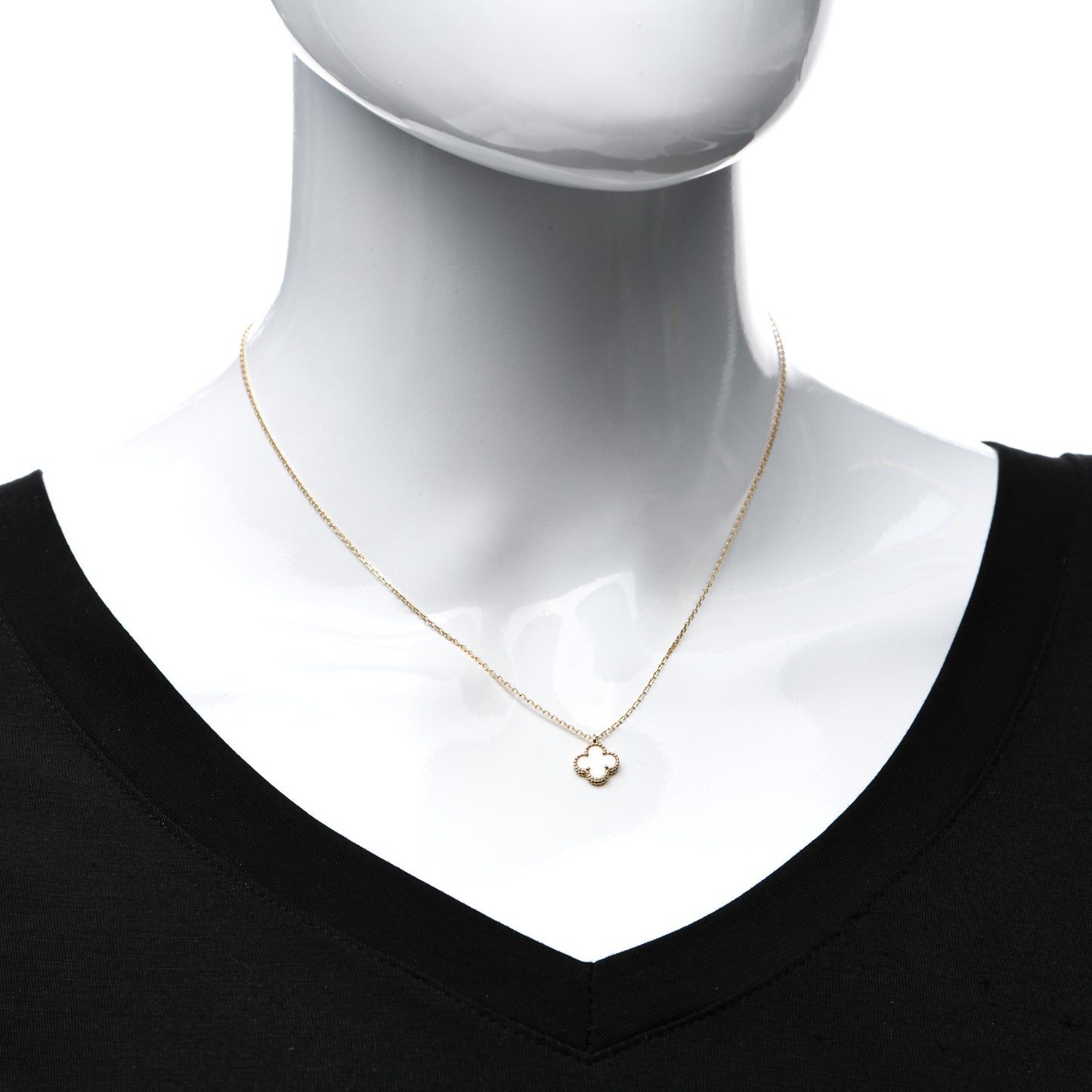 18K Yellow Gold Mother of Pearl Sweet Alhambra Pendant Necklace