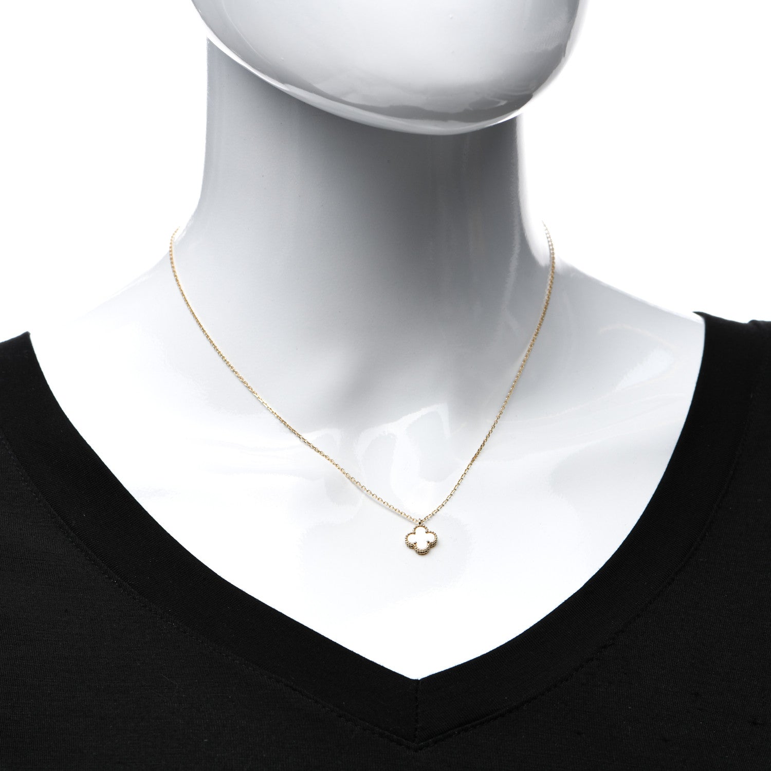 Van Cleef & Arpels 18K Yellow Gold Mother of Pearl Sweet Alhambra Pendant Necklace 2 of 5