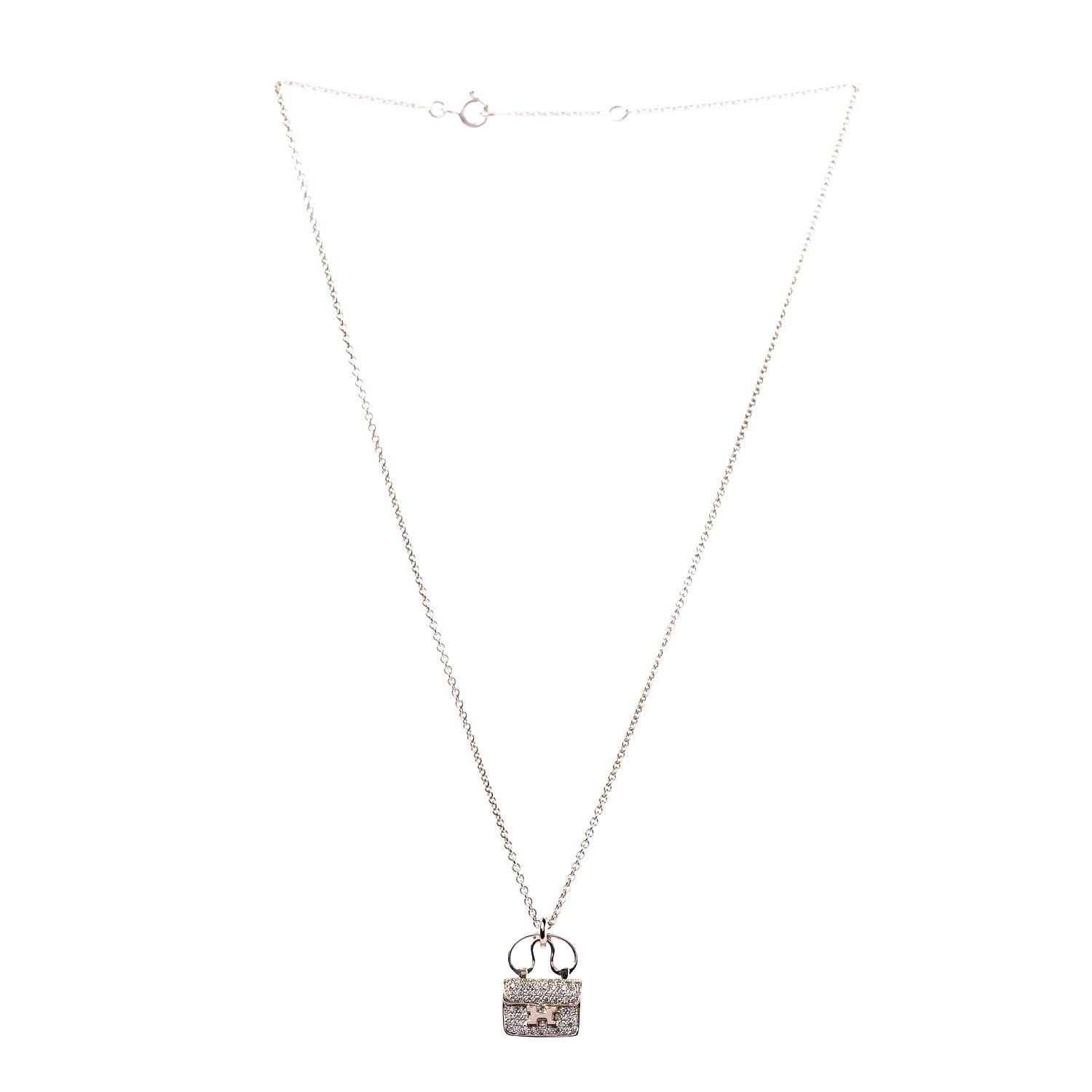 Hermes 18K Rose Gold Diamond Constance Amulette Pendant Necklace 3 of 7