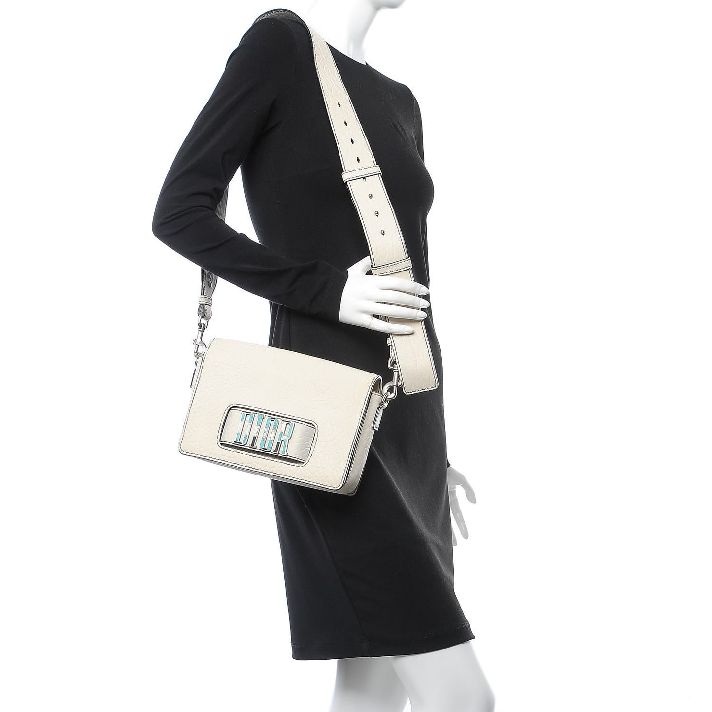 Grained Calfskin Dio(r)evolution Flap Bag White