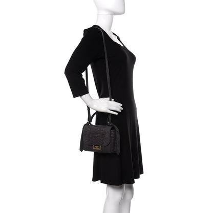 Givenchy Calfskin Crocodile Embossed Eden Mini Top Handle Storm Grey 2 of 8