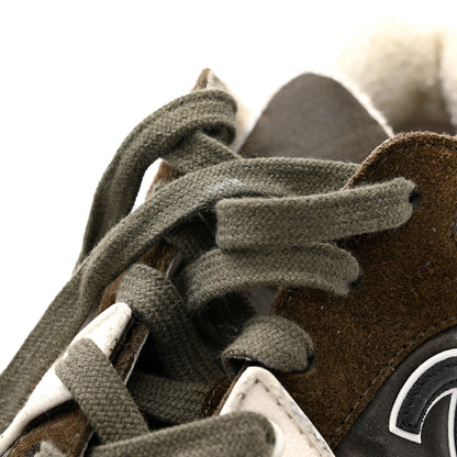 Chanel Fabric Calfskin Suede CC Sneakers 39.5 Khaki 9 of 12