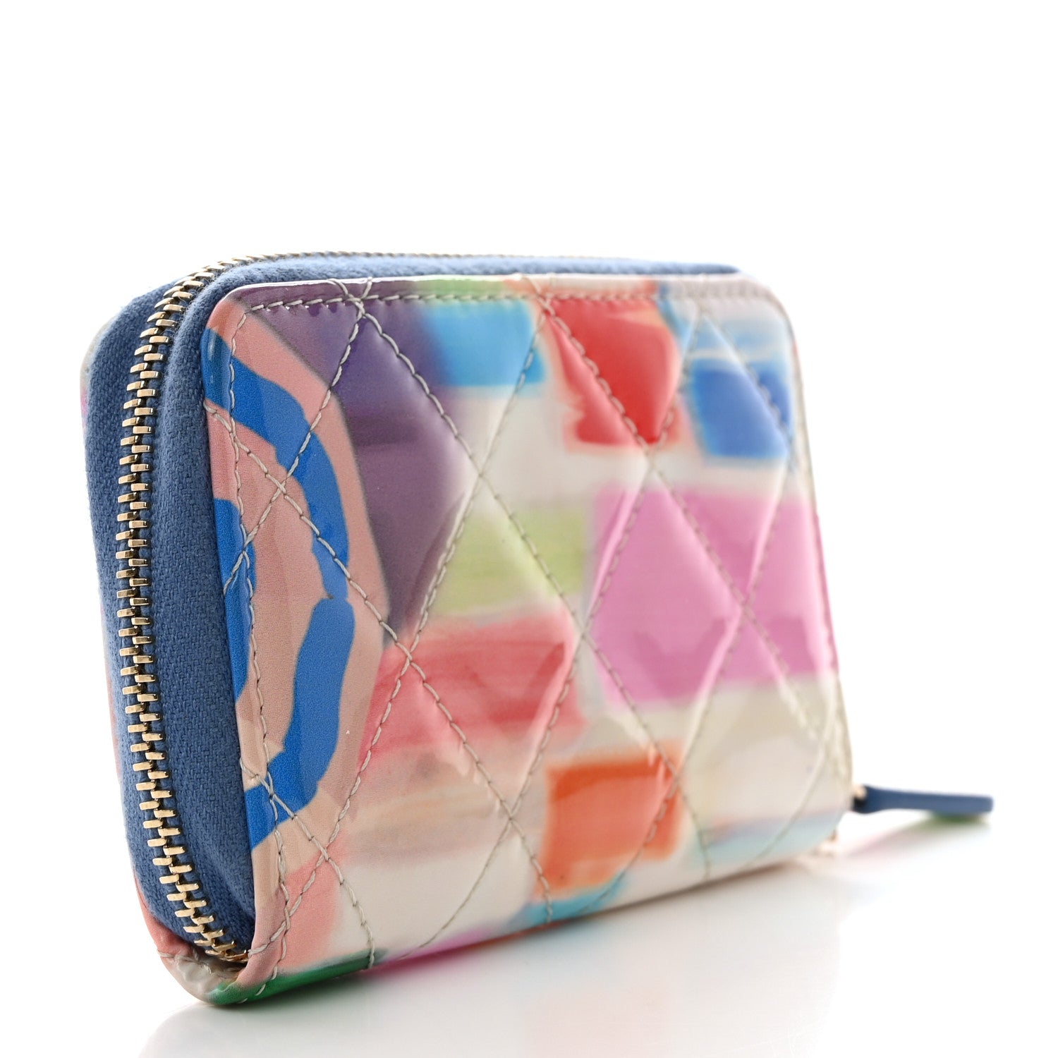 Chanel Patent Calfskin Printed Quilted Zip Coin Purse Multicolor 3 of 8