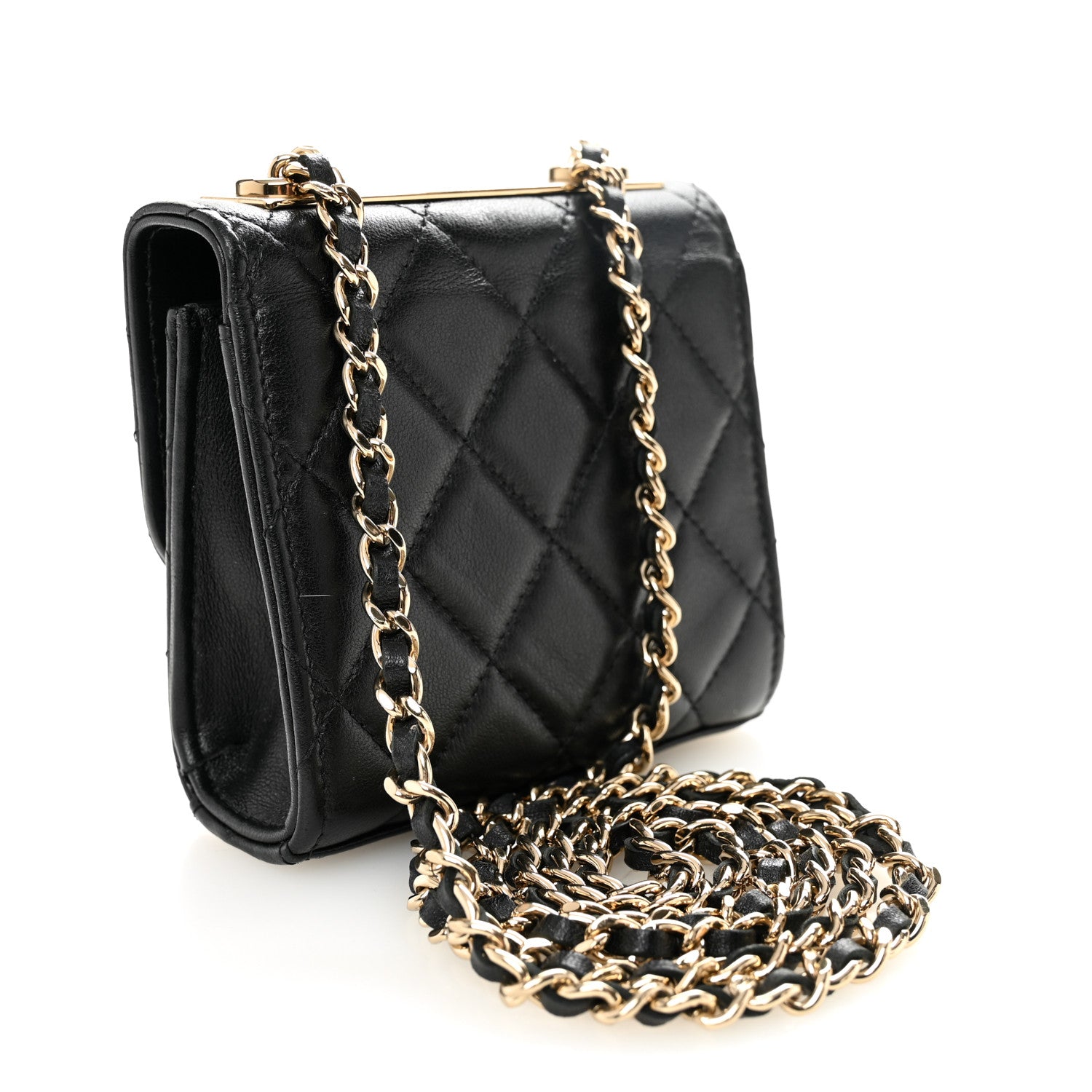 Chanel Lambskin Quilted Trendy CC Card Holder On Chain Black 2 of 9