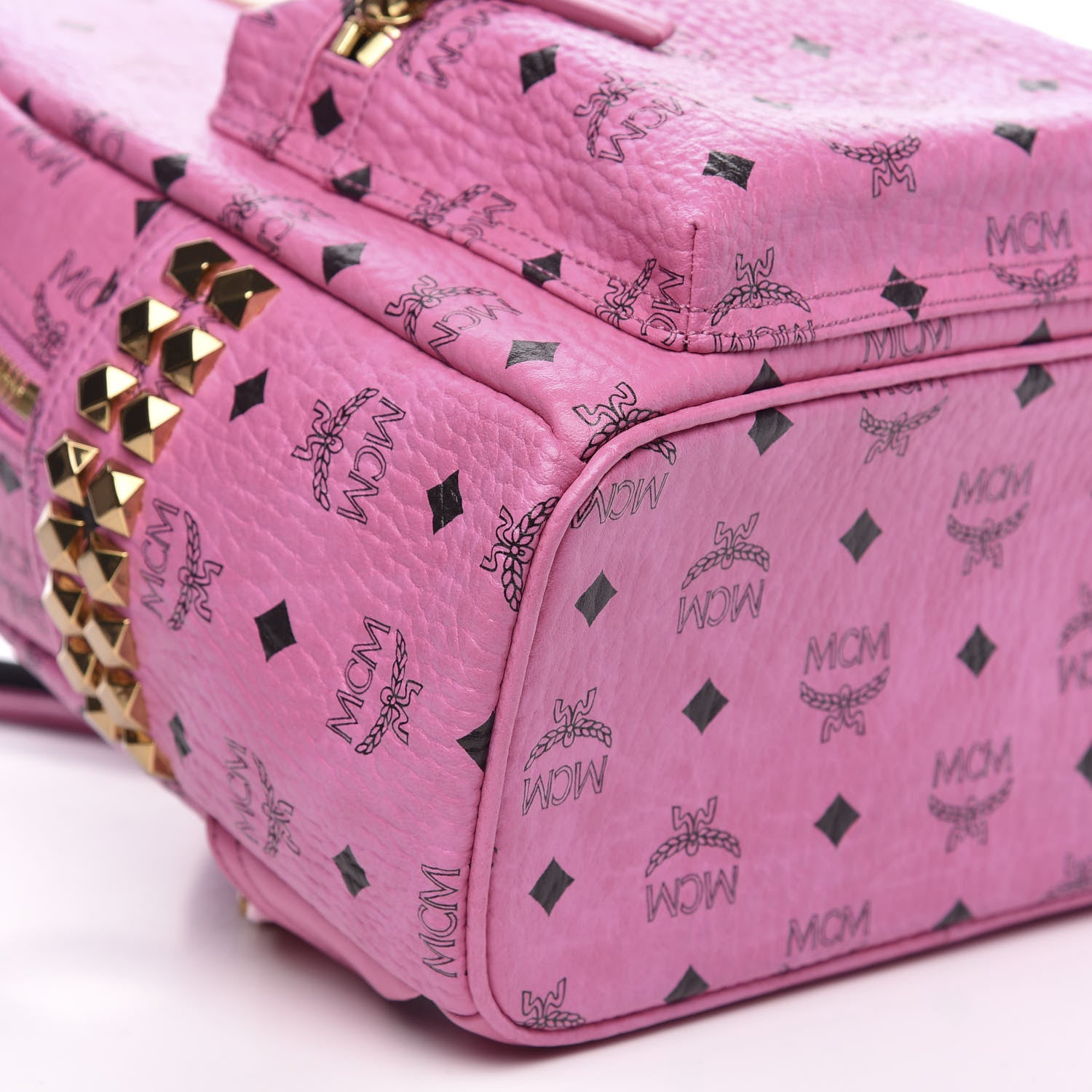 MCM Visetos Small Side Stud Stark Backpack Pink 6 of 9