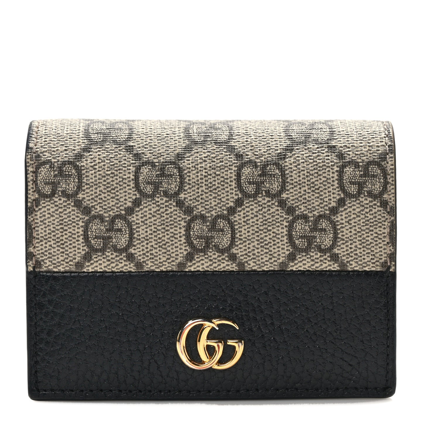 Dollar Calfskin GG Supreme Monogram GG Marmont Card Case Black Beige Ebony