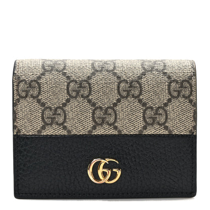 Gucci Dollar Calfskin GG Supreme Monogram GG Marmont Card Case Black Beige Ebony 1 of 8