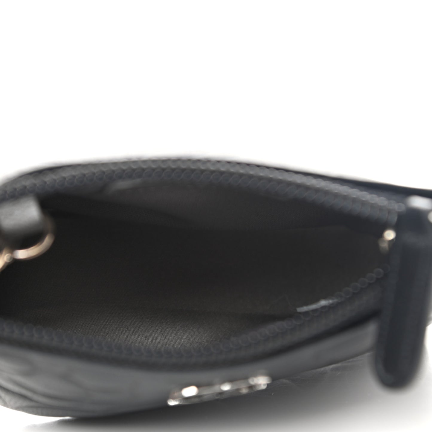 Lambskin Camellia Embossed Key Holder Case Black