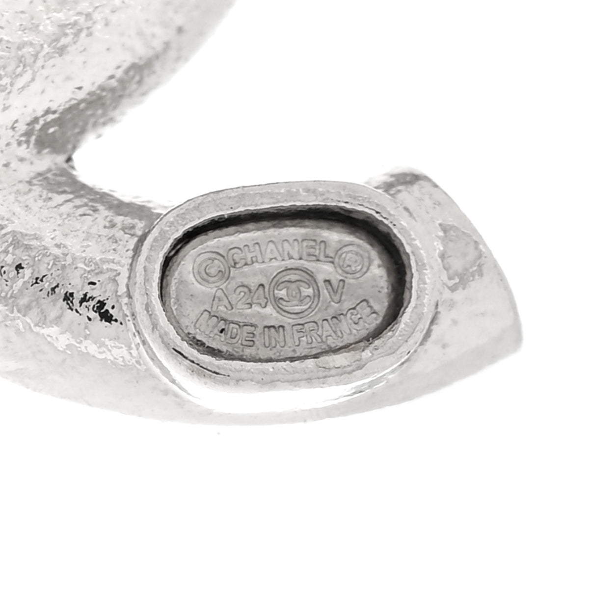 Chanel Crystal Enamel CC Earrings Silver Black 4 of 4