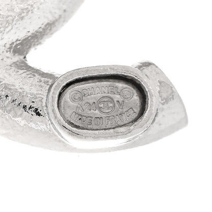 Chanel Crystal Enamel CC Earrings Silver Black 4 of 4