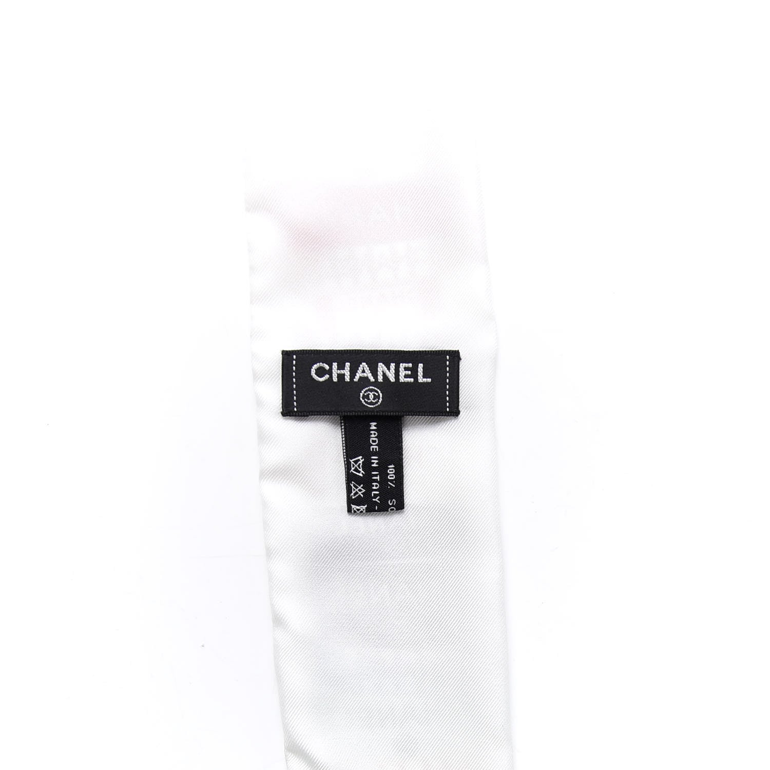 Chanel Silk Twill Slim Bandeau Scarf White Red 3 of 3