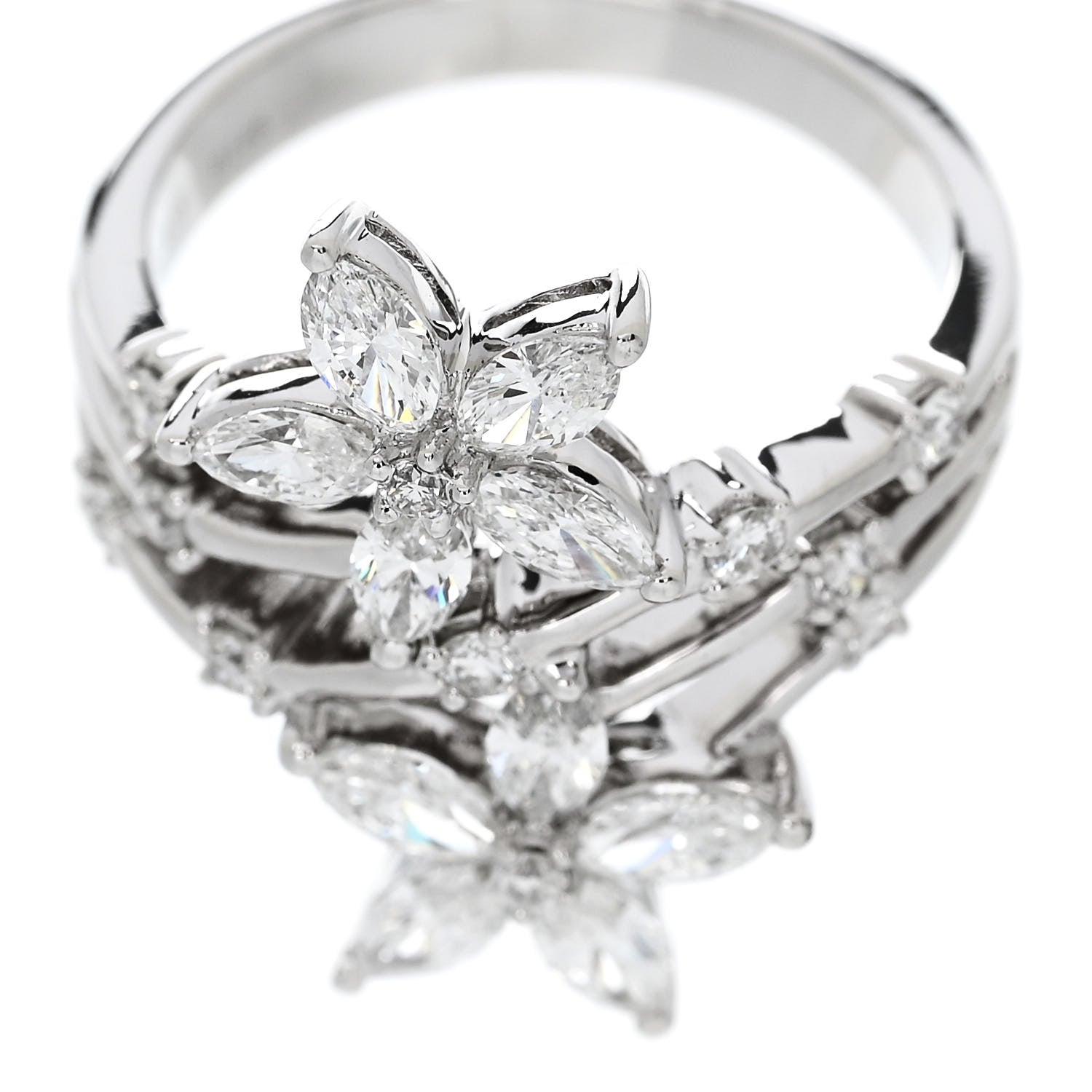 Parker & West by FASHIONPHILE 18K White Gold Diamond 1.46ctw Flower Ring 53 6.5 7 of 9