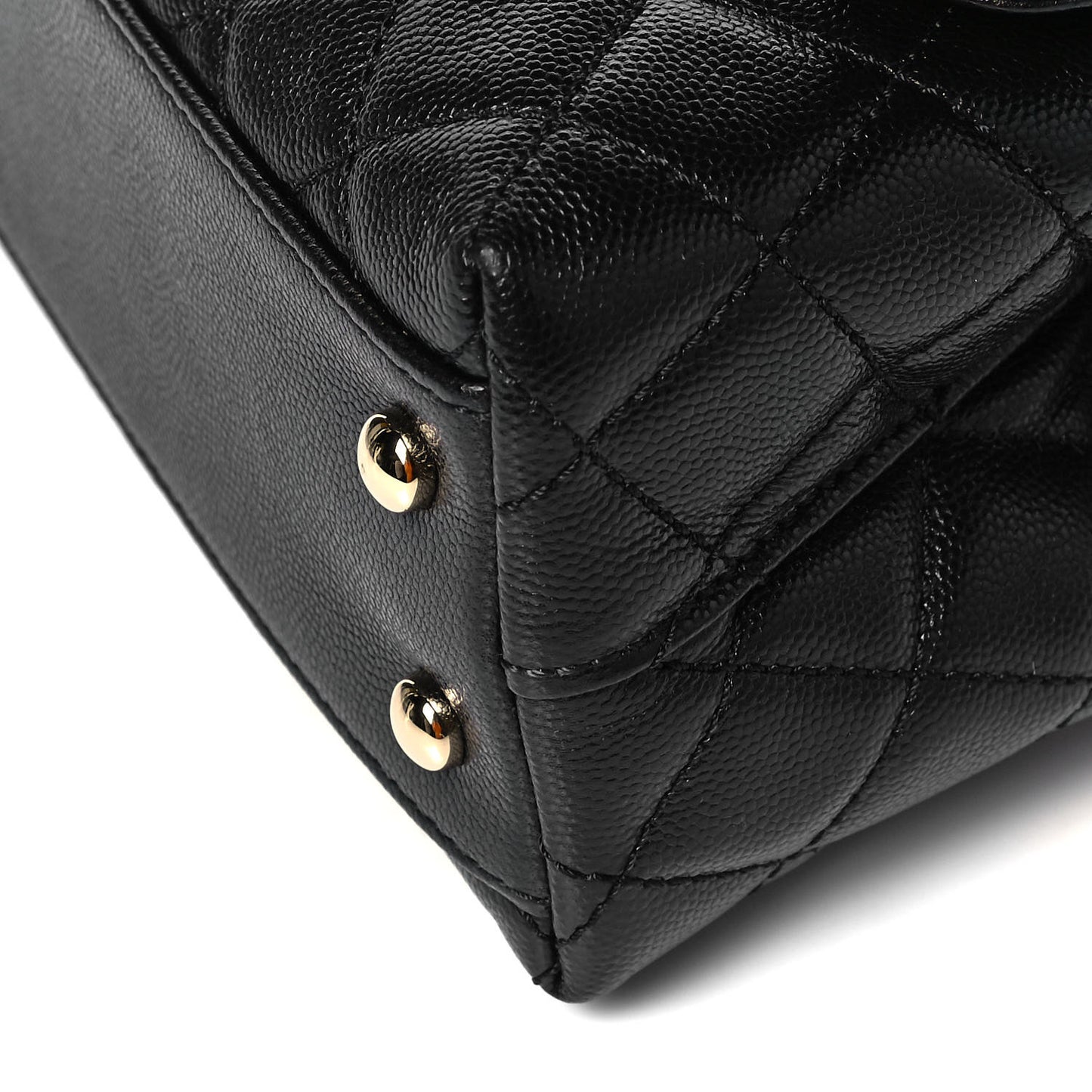 Caviar Quilted Mini Coco Handle Flap Black