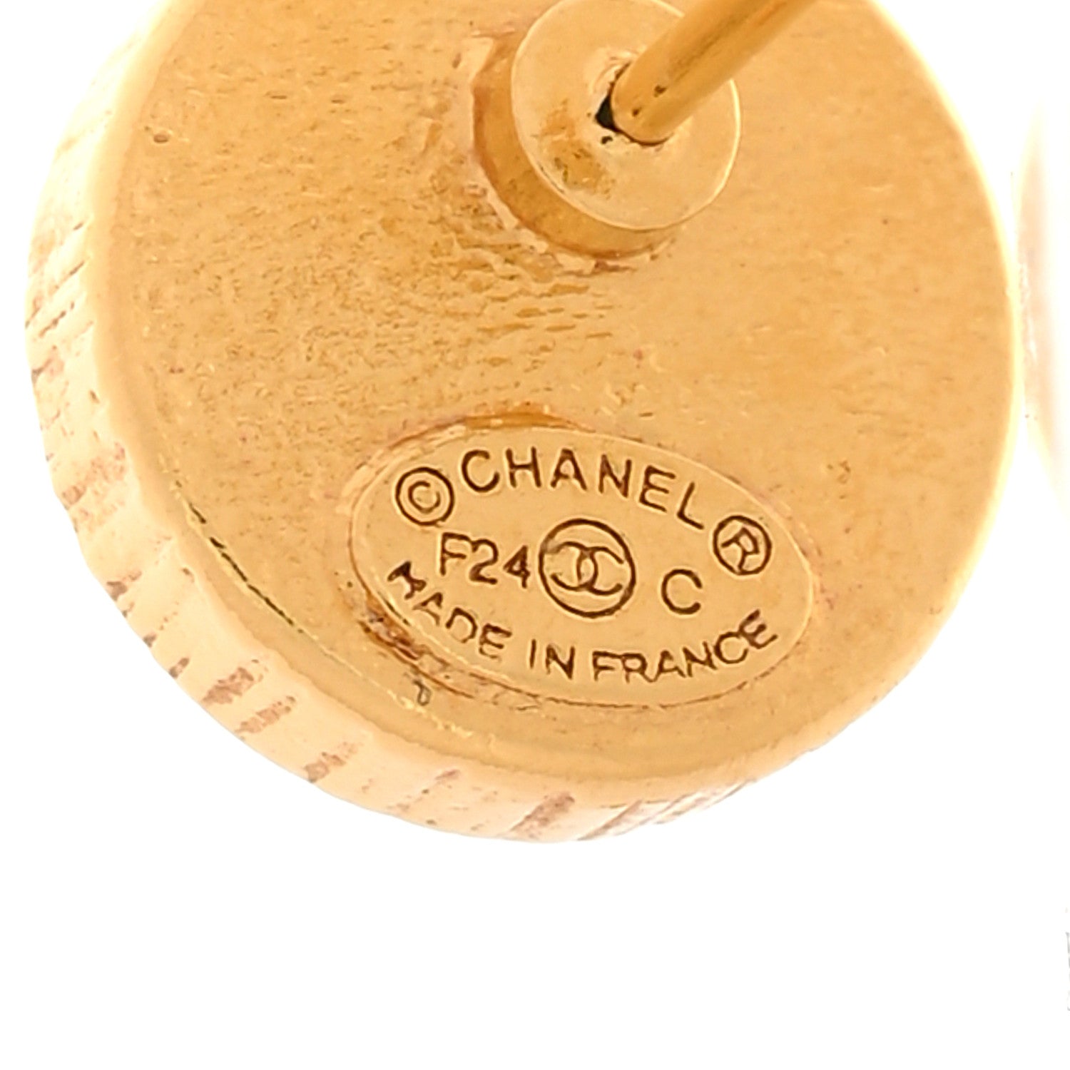 Chanel Metal Enamel CC Round Earrings Gold Pink 4 of 5