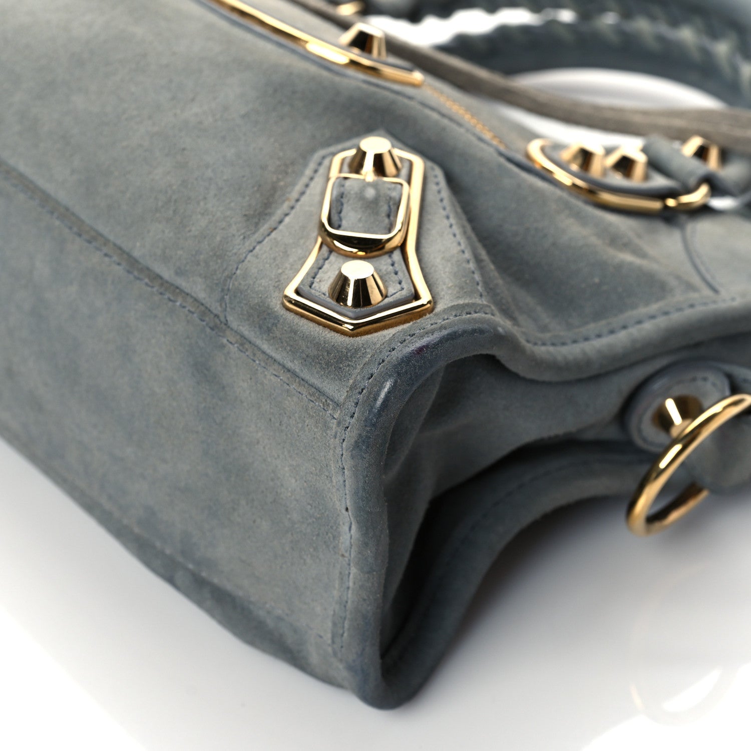 Balenciaga Baby Daim Suede Gold Metallic Edge Hardware Mini City Gris Acier 9 of 9
