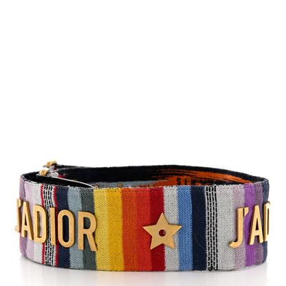 Christian Dior Canvas Embroidered Studded Rainbow J’Adior Shoulder Strap 2 of 5