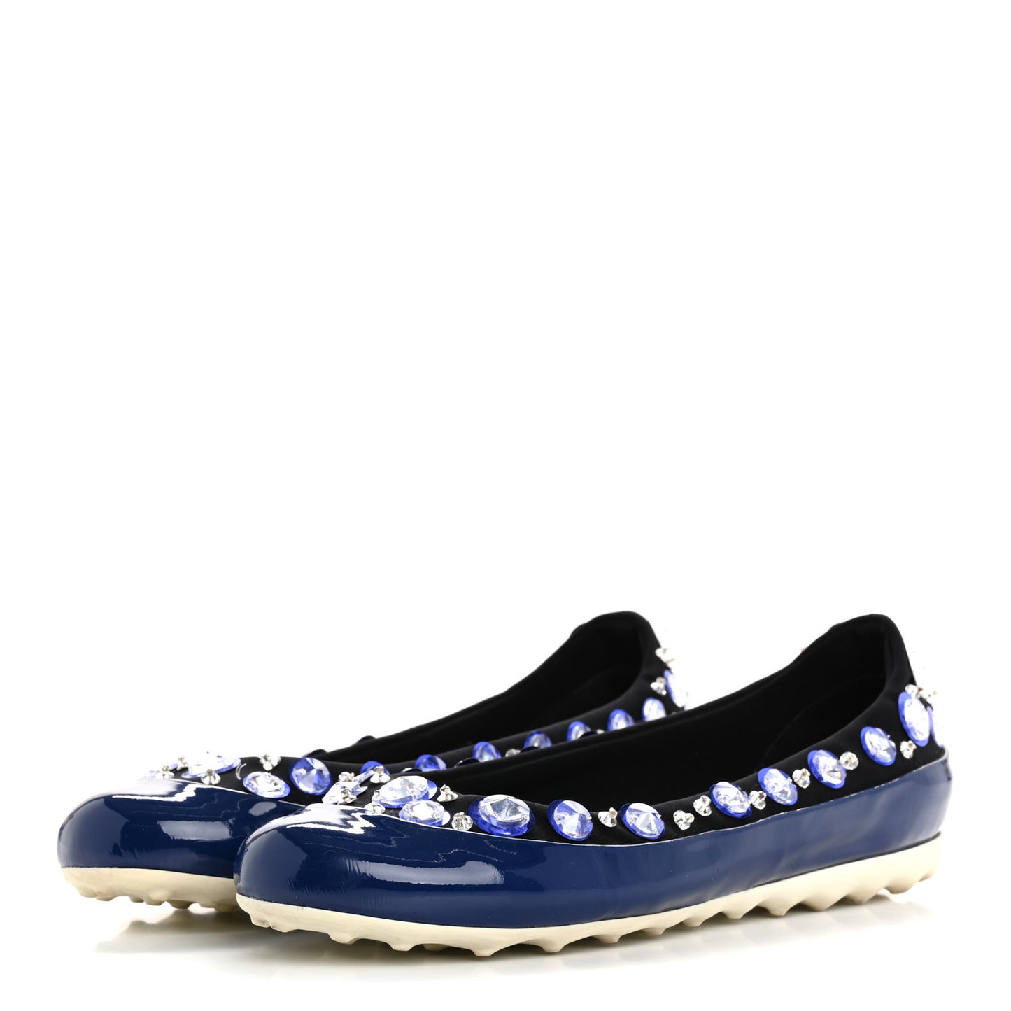 Patent Sequin Beaded Flats 35.5 Blue