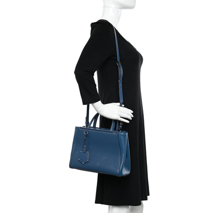 Fendi Vitello Elite Petite 2Jours Tote Blue Cobalto 2 of 14