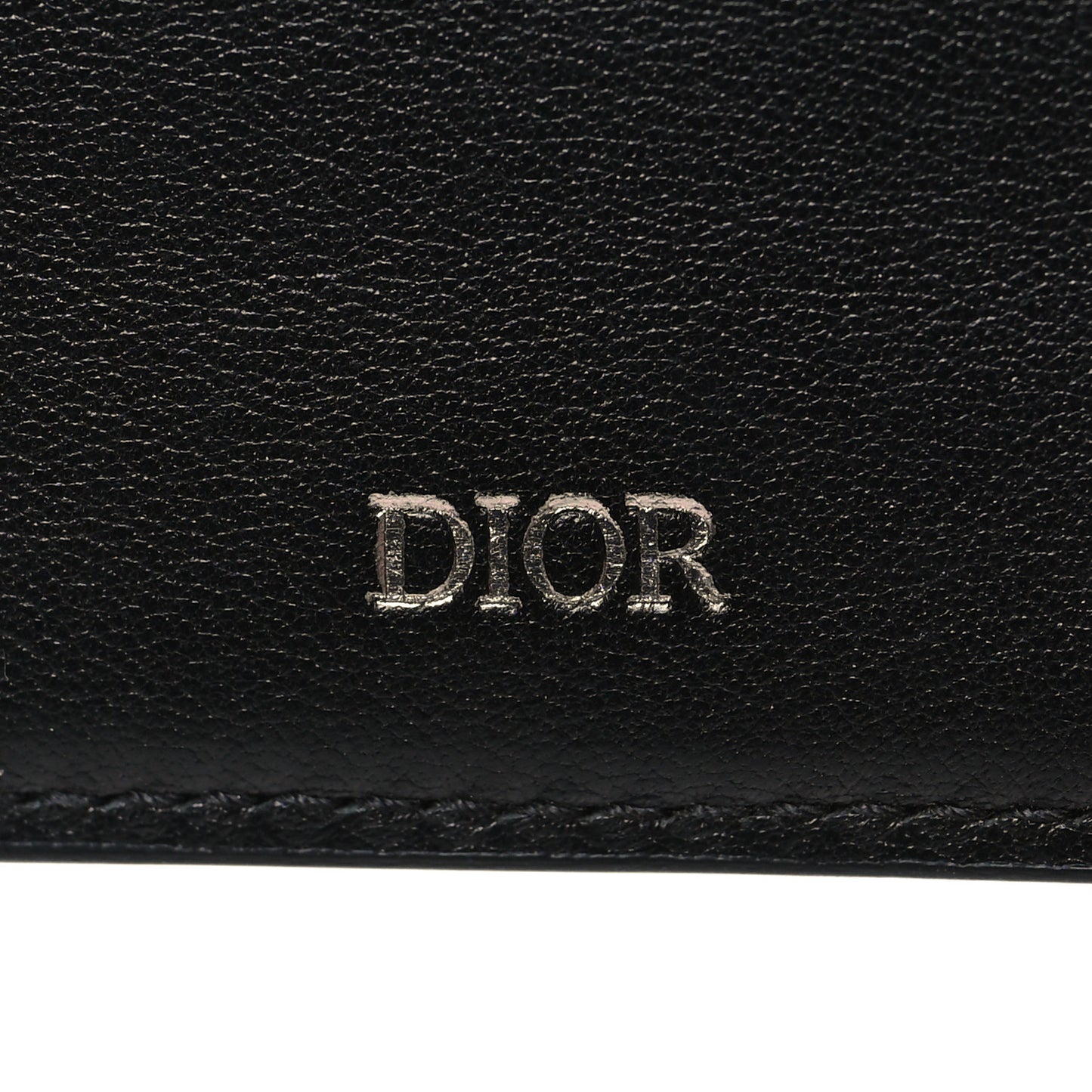 Coated Canvas Calfskin CD Diamond Wallet with Money Clip Black