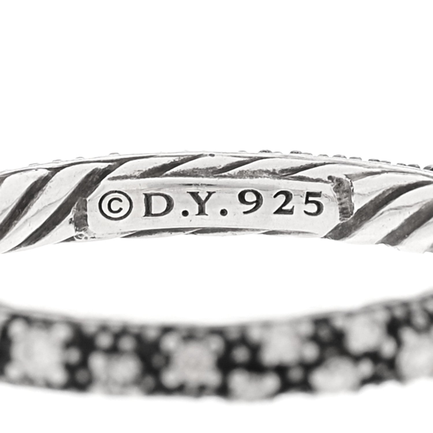 David Yurman Sterling Silver Diamond 3mm Midnight Melange Band Ring 54 6.75 4 of 4