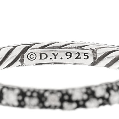 David Yurman Sterling Silver Diamond 3mm Midnight Melange Band Ring 54 6.75 4 of 4