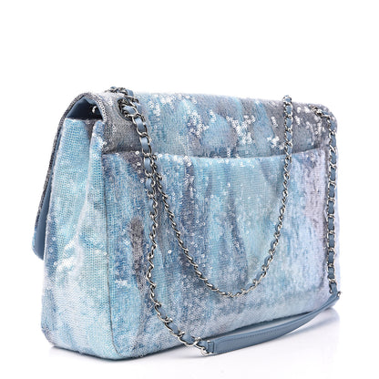 Chanel Sequin Waterfall Small XXL Travel Flap Light Blue 3 of 10