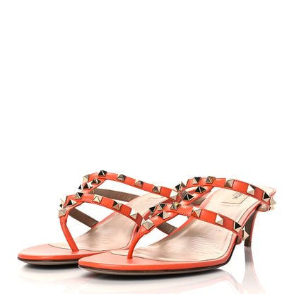 Valentino Garavani Calfskin Rockstud 50mm Flip Flop Thong Sandals 41 Orange Zest 3 of 14