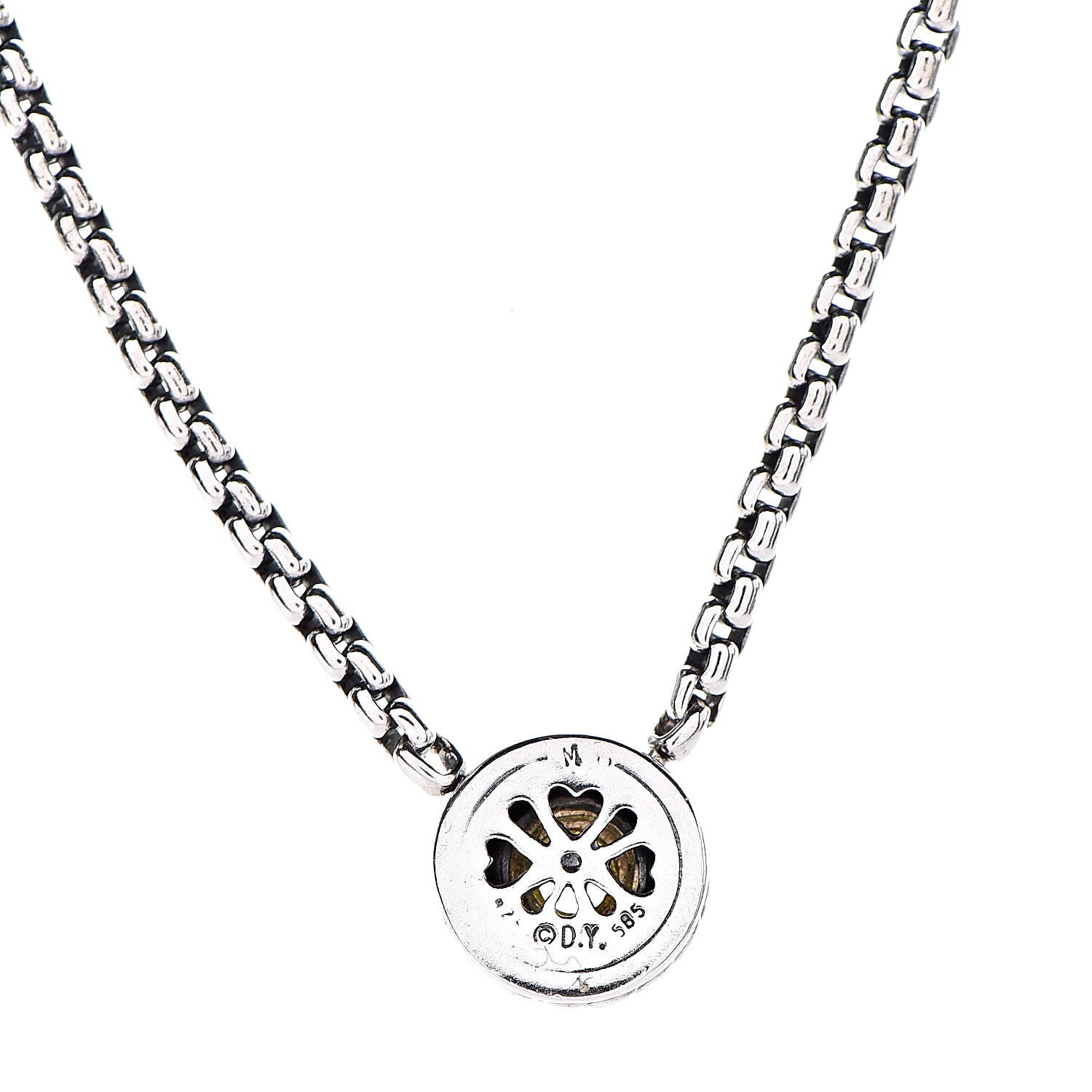 David Yurman Sterling Silver 14K Yellow Gold Peridot Cookie Pendant Necklace 5 of 6