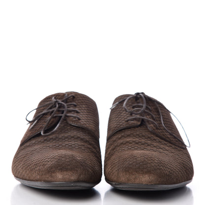 Louis Vuitton Suede Damier Mens Telegraph Derby Lace Up Shoes 8 Brown 2 of 12
