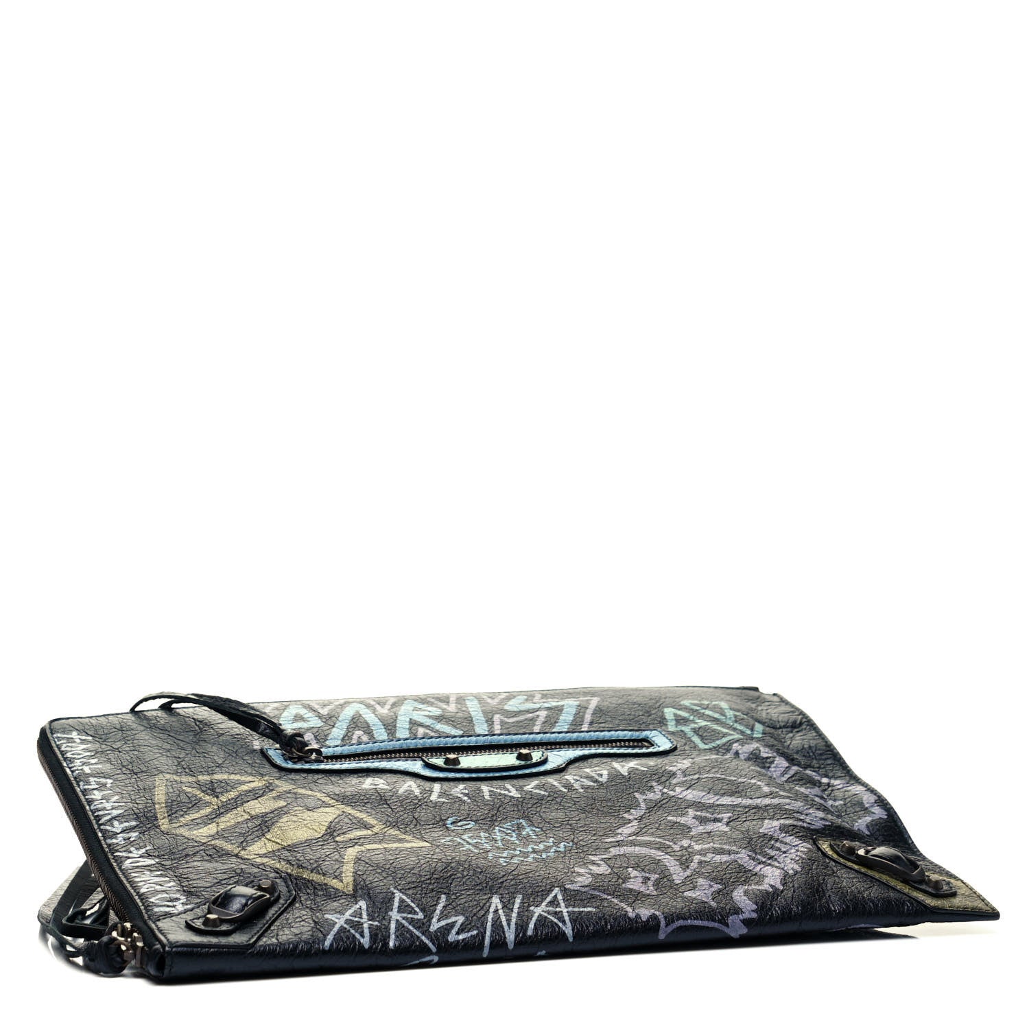 Balenciaga Agneau Classic Hardware Graffiti Small Pouch Black Multicolor 5 of 8