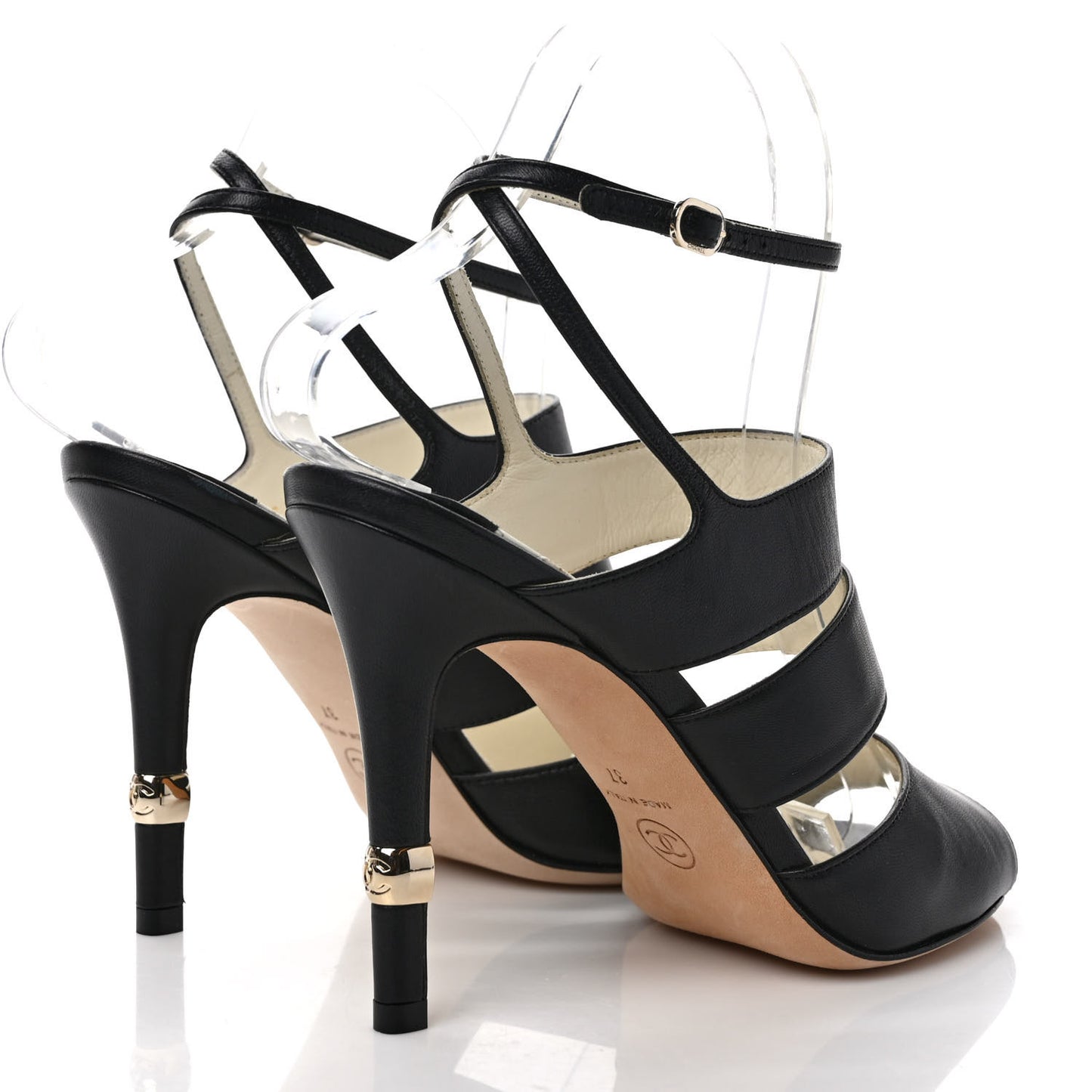 Lambskin CC Strappy Sandal 37 Black