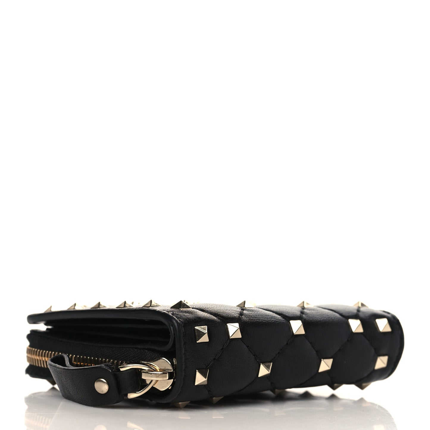 Nappa Rockstud Spike Zip Card Holder Black
