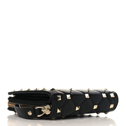 Valentino Garavani Nappa Rockstud Spike Zip Card Holder Black 4 of 6