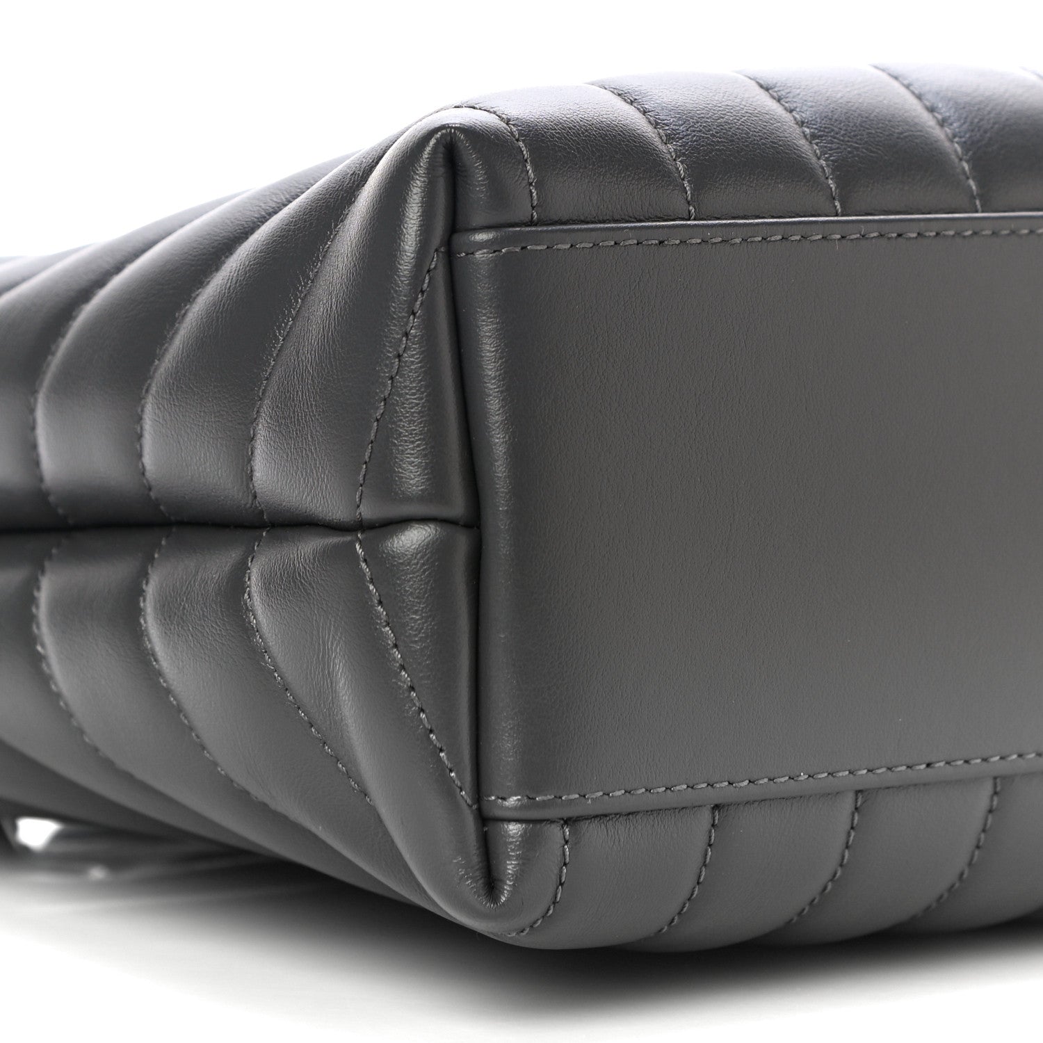 Saint Laurent Calfskin Y Quilted Monogram Small Loulou Shopper Grey 8 of 9