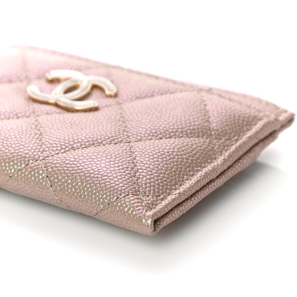 Chanel Iridescent Caviar Quilted Card Holder Beige 11 of 12