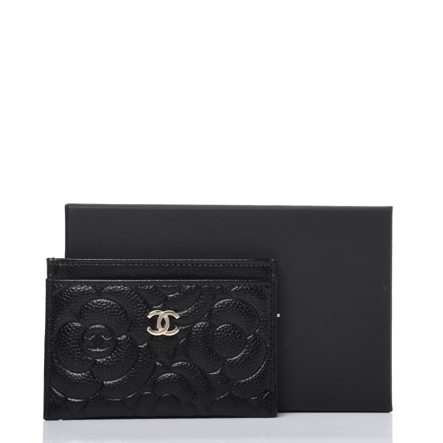 Chanel Caviar Camellia Embossed Card Holder Black 11 of 11