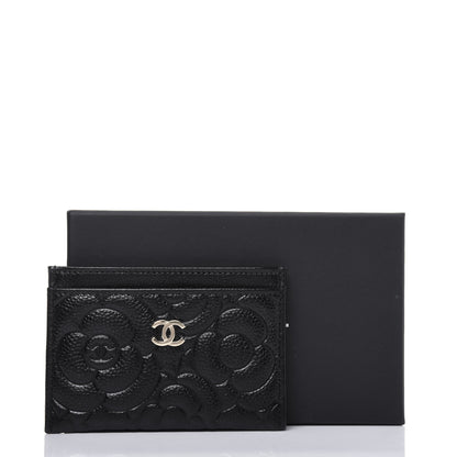 Chanel Caviar Camellia Embossed Card Holder Black 11 of 11