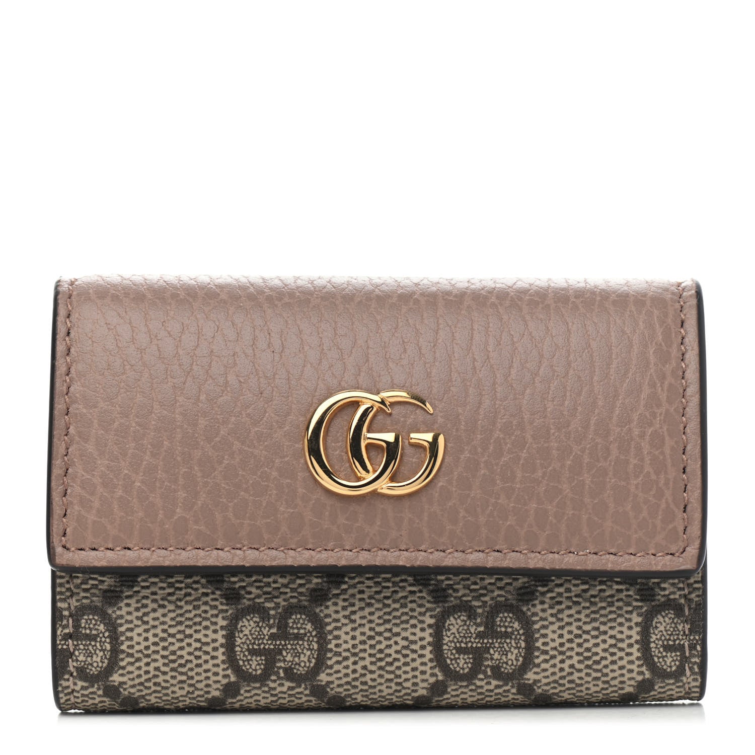Gucci Dollar Calfskin GG Supreme Monogram GG Marmont 6 Key Holder Case Porcelain Rose Beige Ebony 1 of 4
