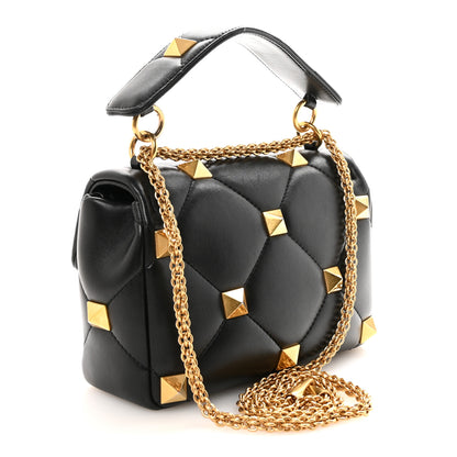 Valentino Garavani Nappa Large Roman Stud Shoulder Bag Black 3 of 9
