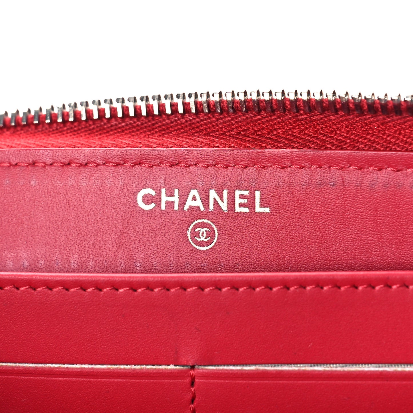 Caviar Quilted Large Gusset Zip Around Wallet Red