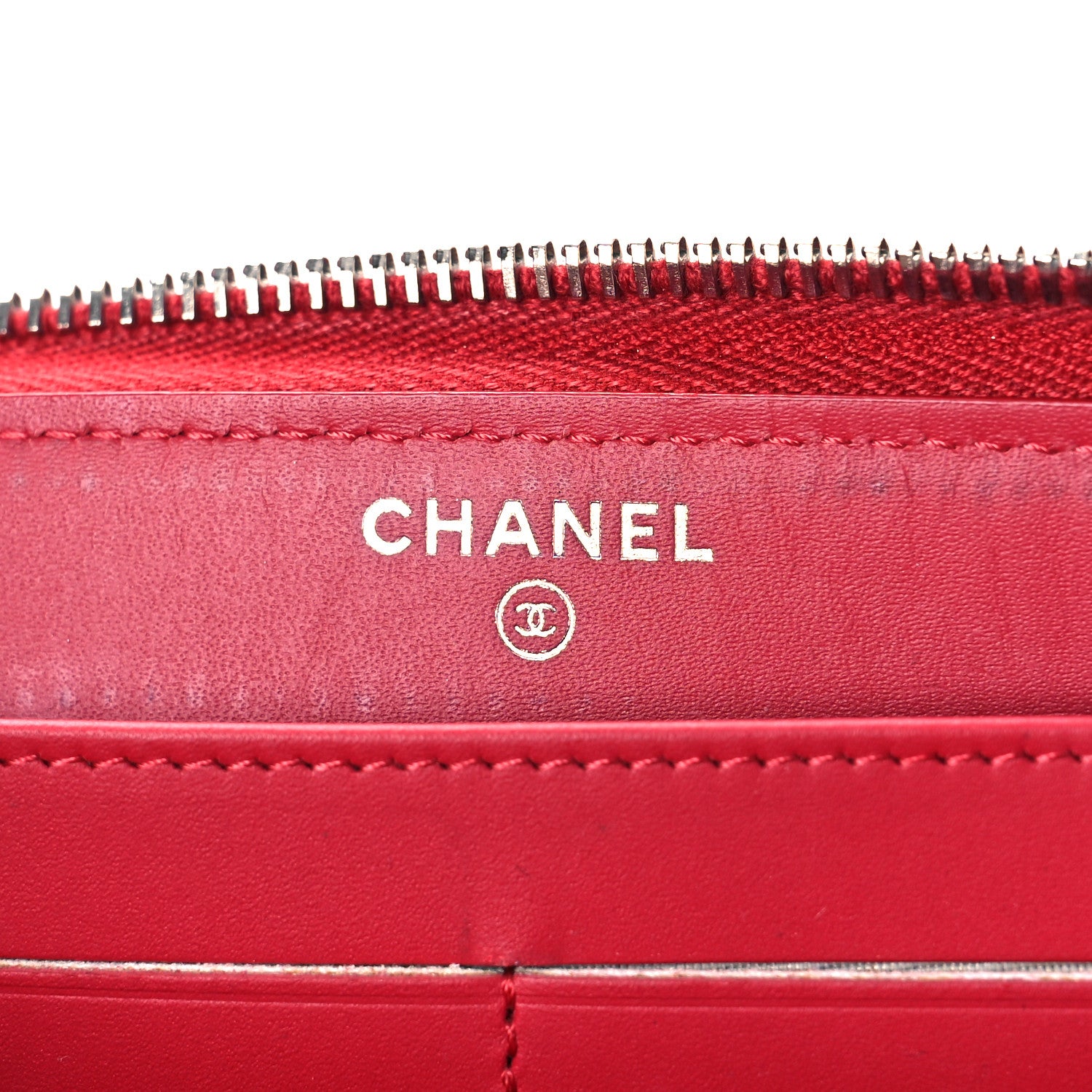 Chanel Caviar Quilted Large Gusset Zip Around Wallet Red 6 of 11