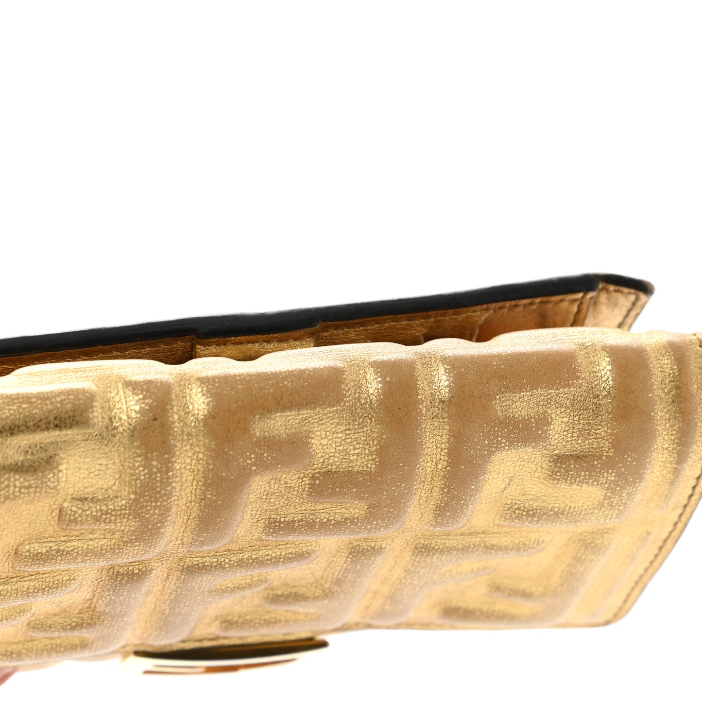 Vitello Catalan Mirror FF 1974 Embossed Medium Wallet Gold