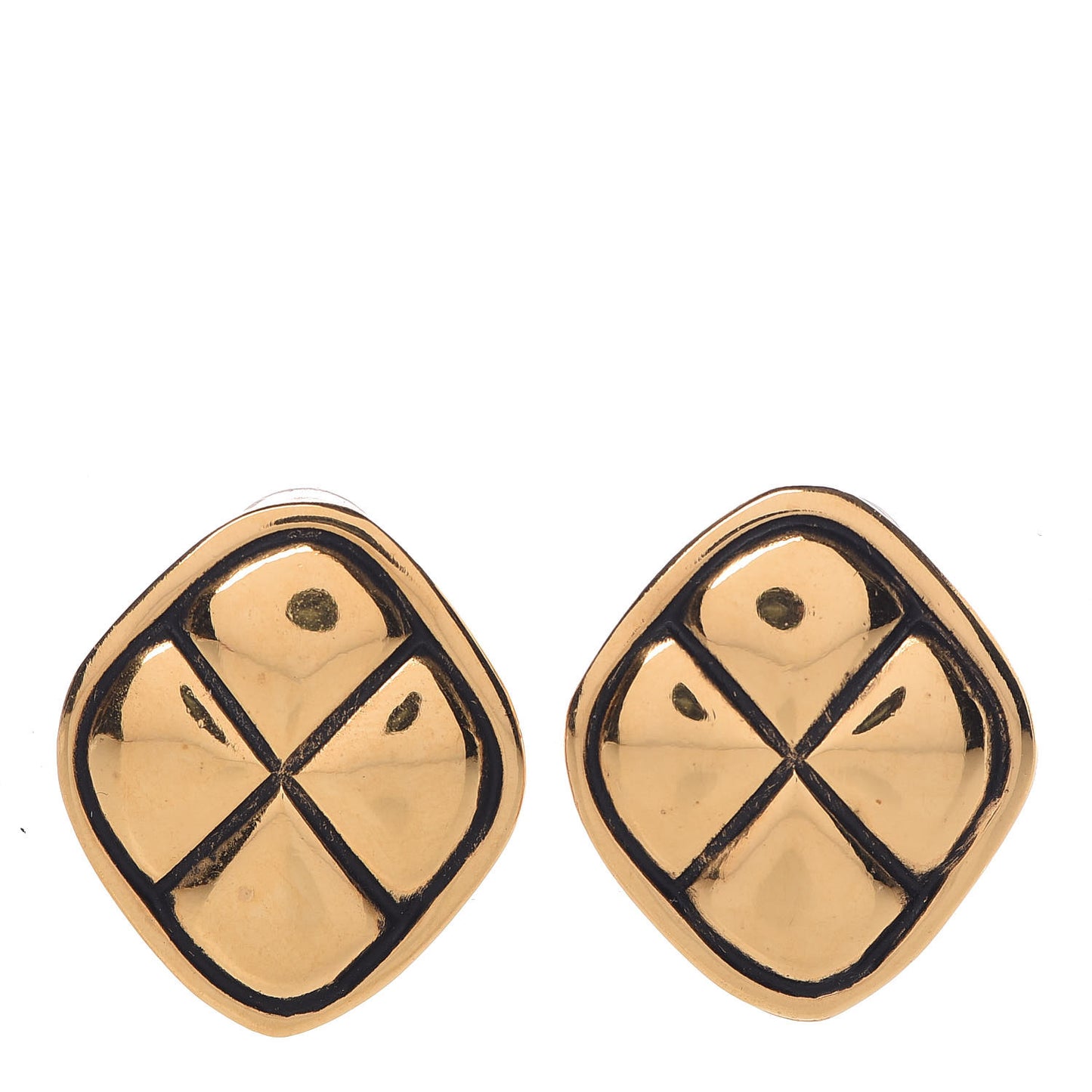 Quilted Clip On Earrings Gold